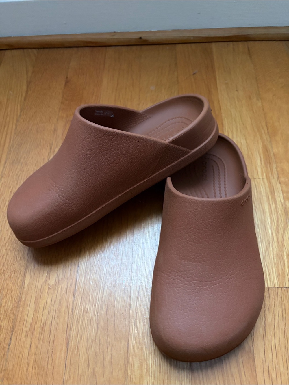 Dylan Croc Minimalist Slip-On Clog in Warm Brown